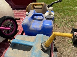 lot 45 image: Five Gallon Diesel Can, Twenty-Two Liter Water Can and Five Gallon Kerosene Can