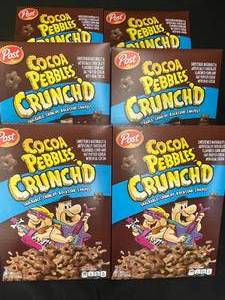 lot 17 image: Lot of 6 Post Cocoa Pebbles Crunchd Cereal Boxes