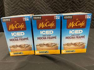 lot 40 image: Lot of 3 McCaf Iced Mocha Frapp K-Cup Pods, 10 Count