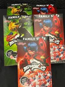 lot 48 image: Kelloggs Miraculous Strawberry Macaron Cereal Lot - Family Size