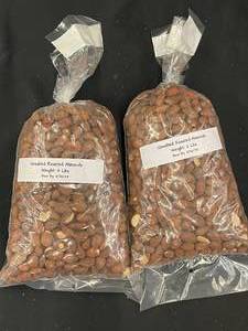 lot 192 image: Lot of 2 Bags Unsalted Roasted Almonds 4 lbs Total