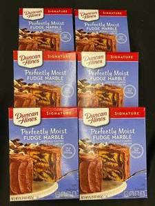 lot 358 image: Lot of 6 Duncan Hines Signature Perfectly Moist Fudge Marble Cake Mix