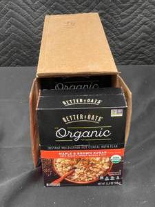 lot 338 image: Better Oats Organic Instant Multigrain Hot Cereal with Flax - Maple & Brown Sugar, 6 Boxes