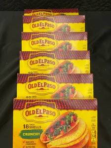 lot 375 image: Lot of 5 Old El Paso Crunchy Taco Shells - 18 Shells Each