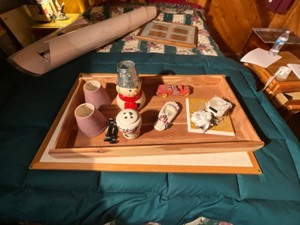 lot 47 image: various knick knacks & cedar box