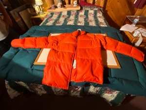 lot 55 image: L.L.Bean goose down orange jacket