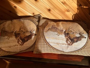lot 62 image: set of 2 deer throw pillows