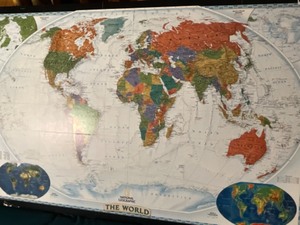 lot 69 image: vintage world map wall hanger