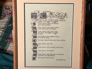 lot 74 image: Framed 10 commandments