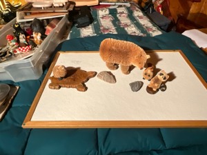 lot 89 image: furry bear, beaver, racooon decorative set