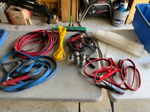 lot 384 image: jumbers, extension cords, ball hitchs