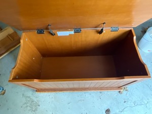 lot 448 image: wooden chest with fold up lid