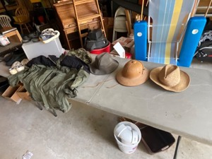 lot 449 image: assorted hats, shoes, camo
