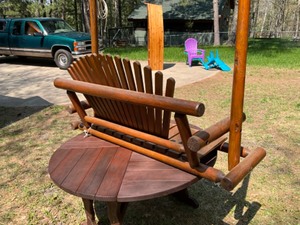 lot 462 image: hanging wooden swing bench