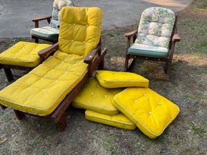 lot 589 image: patio set. 2 rocker, bench seat, lounger
