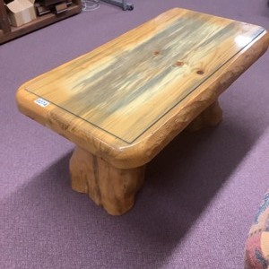lot 274 image: Up North log coffee table wglass top