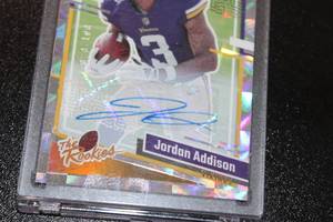 2023 Donruss The Rookie Jordan Addison Autograph #10 Rookie Card 70100  Only 100 Exist