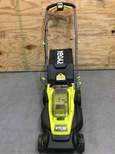 lot 10 image: RYOBI ONE HP 18V Brushless 16 in. Cordless Battery Walk Behind Push Lawn Mower With 4Ah Battery And Charger Model # P1190
