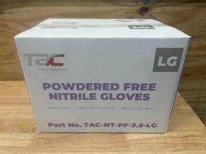 lot 74 image: TAC- Case of Powdered Free Nitrile Gloves Size Large (1000 gloves)
