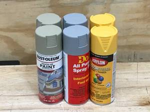 lot 35 image: Lot of 6 - Miscellaneous Spray Paint Cans