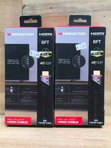 lot 96 image: Lot of 2 - Built-In Red LED Light 6 FT High Speed 4K HDR HDMI Cables