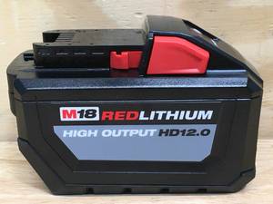 lot 100 image: New Milwaukee M18 REDLITHIUM HIGH OUTPUT HD12.0 Battery Pack Model # 48-11-1812 052224125
