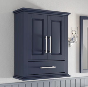 lot 118 image: Allen  Roth Brookview 24-in x 29-in x 10-in Royal Navy Soft Close Bathroom Wall Cabinet Model # 1789-WC-24-323