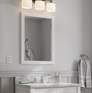 lot 119 image: New Allen  Roth Crest Hill 22-in x 30-in Framed Bathroom Vanity Mirror (White) Model # 1541MR-22-201