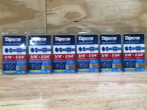 lot 108 image: Lot of 6 - Tapcon 316x2-34 Hex Head 25 Packs Model # HW3-234P25