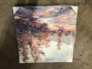 lot 17 image: StyleCraft Tree Line View 1-Piece Unframed Acrylic Painting Nature Wall Art 40 in. x 1.5 in. Customer Returns See Pictures