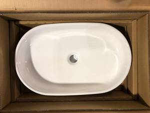 lot 31 image: Glacier Bay 22 in. Ceramic Oval Vessel Bathroom Sink in White    Customer Returns See Pictures