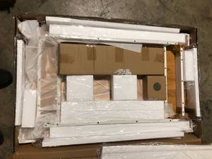 lot 48 image: Zinus Becky Farmhouse Wood Dining Table  Table Only  Customer Returns See Pictures