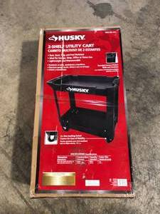 Husky 2-Tier Plastic 4-Wheeled Service Cart in Black Customer Returns See Pictures
