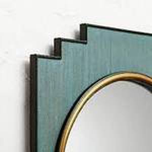 lot 183 image: 24 x 30 Wood and Brass Wall Mirror Blue - Opalhouse designed with Jungalow