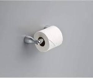 lot 97 image: Delta Foundations Wall Mount Spring-Loaded Toilet Paper Holder Bath Hardware Accessory in Polished Chrome