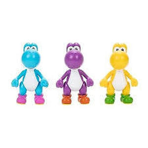 lot 247 image: World of Nintendo Super Mario Yellow, Purple & Light-Blue Yoshi 4-Inch Figure 3-Pack