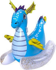 lot 288 image: Members Mark Oversized Inflatable Ride On Blue Dragon Pool Float 5 Ft