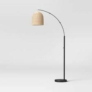 lot 306 image: Addison Arc Floor Lamp with Natural Rattan Shade - Threshold