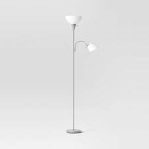lot 315 image: Torchiere with Task Light Floor Lamp - Room Essentials Silver