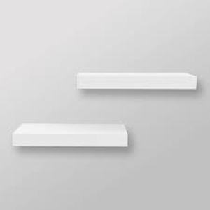 lot 324 image: Set of 2 16 Wood Ledge Wall Shelf - Threshold White