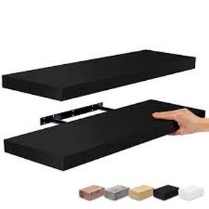 lot 331 image: 2 Pack (24x9) Sorbus Rustic Coastal Beach Floating Wall Shelves for Bedroom, Decor, Kitchen, Living Room - for Trophies, Frames, Bookshelf black