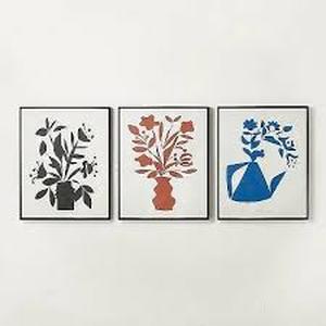 lot 338 image: (Set of 3) 24 x 30 Reductive Floral Framed Wall Canvas - Opalhouse designed