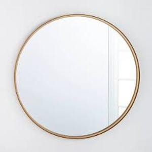 lot 340 image: 34 Round Decorative Wall Mirror - Threshold designed with Studio McGee Brass