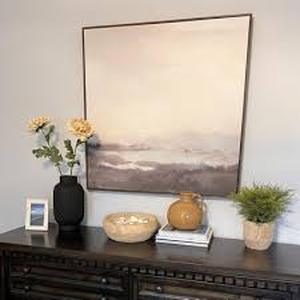 lot 350 image: 36 x 36 Dreary Abstract Landscape Framed Wall Canvas - Threshold designed with Studio McGee