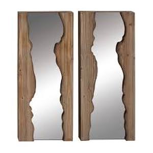 lot 353 image: Contemporary Wood Wall Mirror Set of 2 Brown - Olivia & May