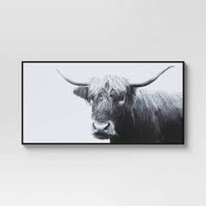 lot 356 image: 47 x 24 Highland Cow Framed Canvas - Threshold-Out of Box