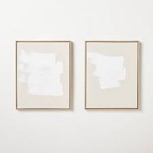 lot 363 image: (Set of 2) 16x20 White Patches Embellished Framed Wall Art Canvas - Threshold designed with Studio McGee