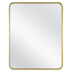 lot 343 image: 24 x 30 Rectangular Decorative Wall Mirror with Rounded Corners - Project 62 Brass