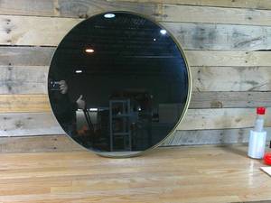 lot 344 image: 27 12 Contemporary Round Wall Mirror-Gold