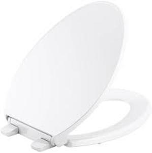 lot 402 image: Kohler Cachet Ready Latch Quiet-Close Elongated Toilet Seat White
